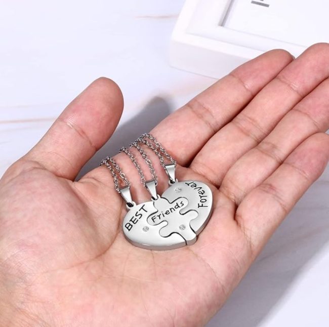 set coliere prietene best friends forever inima cu trei piese 3 lantisoare argintiu 31