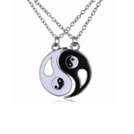 Set Coliere Yin Yang, Alb Negru, Cadou Pentru Cuplu Sau Best Friends