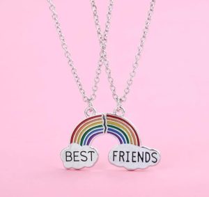 set lantisoare prietenie best friends curcubeu 2 piese colorate 30