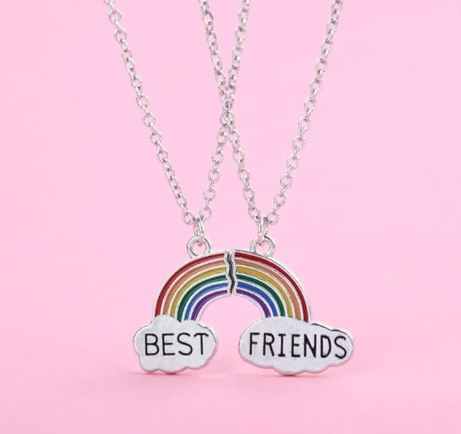 set lantisoare prietenie best friends curcubeu 2 piese colorate 30
