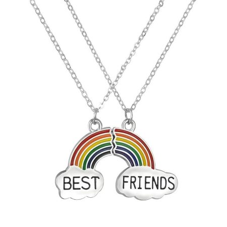 Set Lănțișoare Prietenie, Best Friends, Curcubeu, 2 Piese Colorate