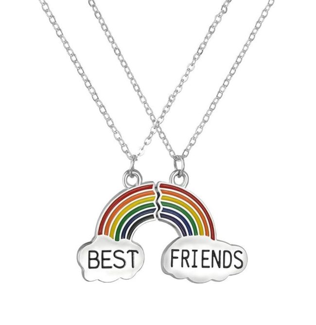 set lantisoare prietenie best friends curcubeu 2 piese colorate