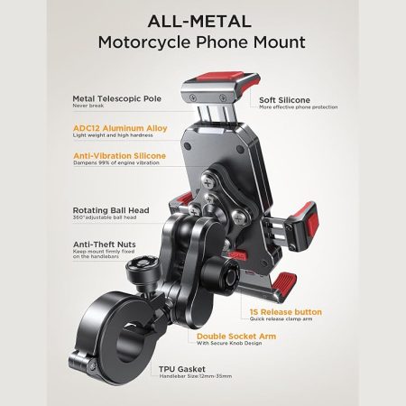 suport motocicleta pentru telefon montare pe ghidon rotativ joyroom jr zs361 negru 2
