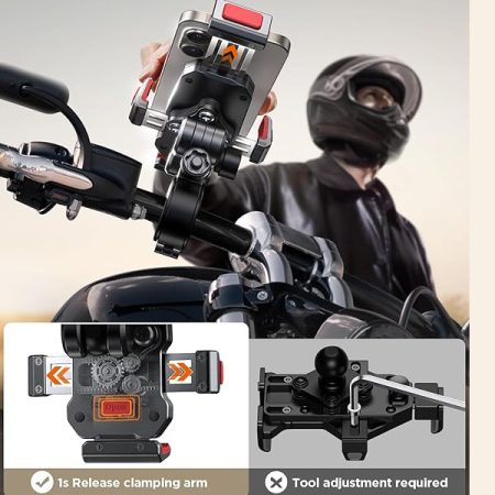 suport motocicleta pentru telefon montare pe ghidon rotativ joyroom jr zs361 negru