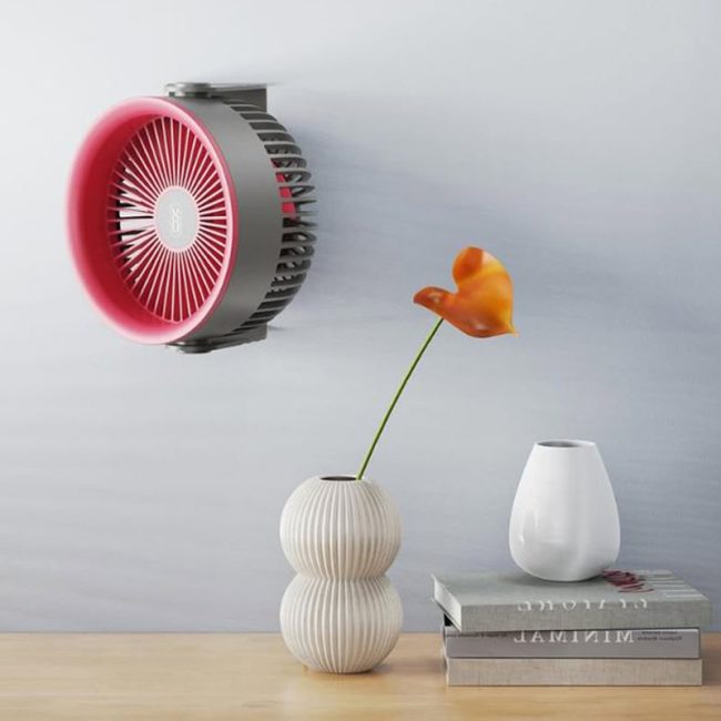 ventilator birou perete xo mf86 baterie 3600mah 4 trepte de viteza roz 2