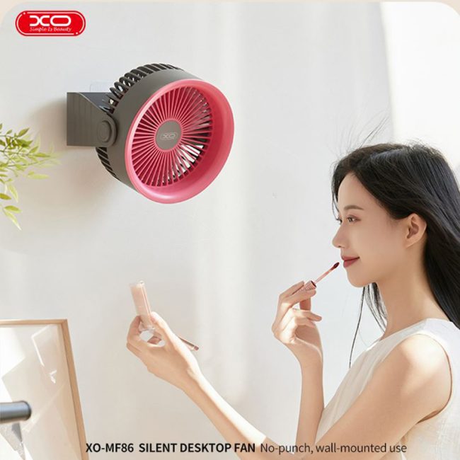ventilator birou perete xo mf86 baterie 3600mah 4 trepte de viteza roz 4
