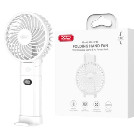 Ventilator Pliabil XO-MF84, pentru Birou, 3 Trepte de viteza, 4000mAh, Alb