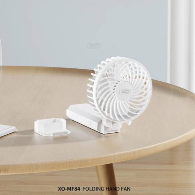 ventilator pliabil xo mf84 pentru birou 3 trepte de viteza 4000mah alb