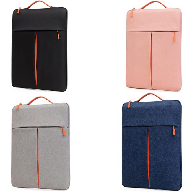 geanta business pentru laptop 13 14 4 buzunare fermoar portocaliu textil rezistent bleumarin 2