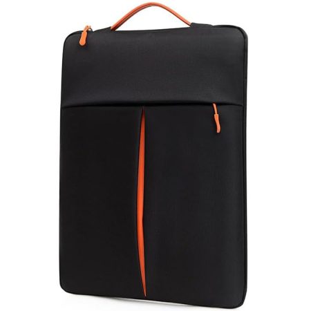 Geanta Business pentru Laptop 13-14", 4 Buzunare, Fermoar Portocaliu, Textil rezistent, Negru